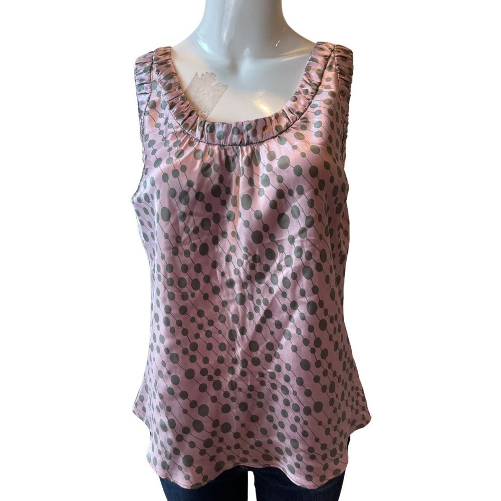 Forth & Towne Womens Polka Dots Blouse Top Scoop Neck Sleeveless Pink Size S